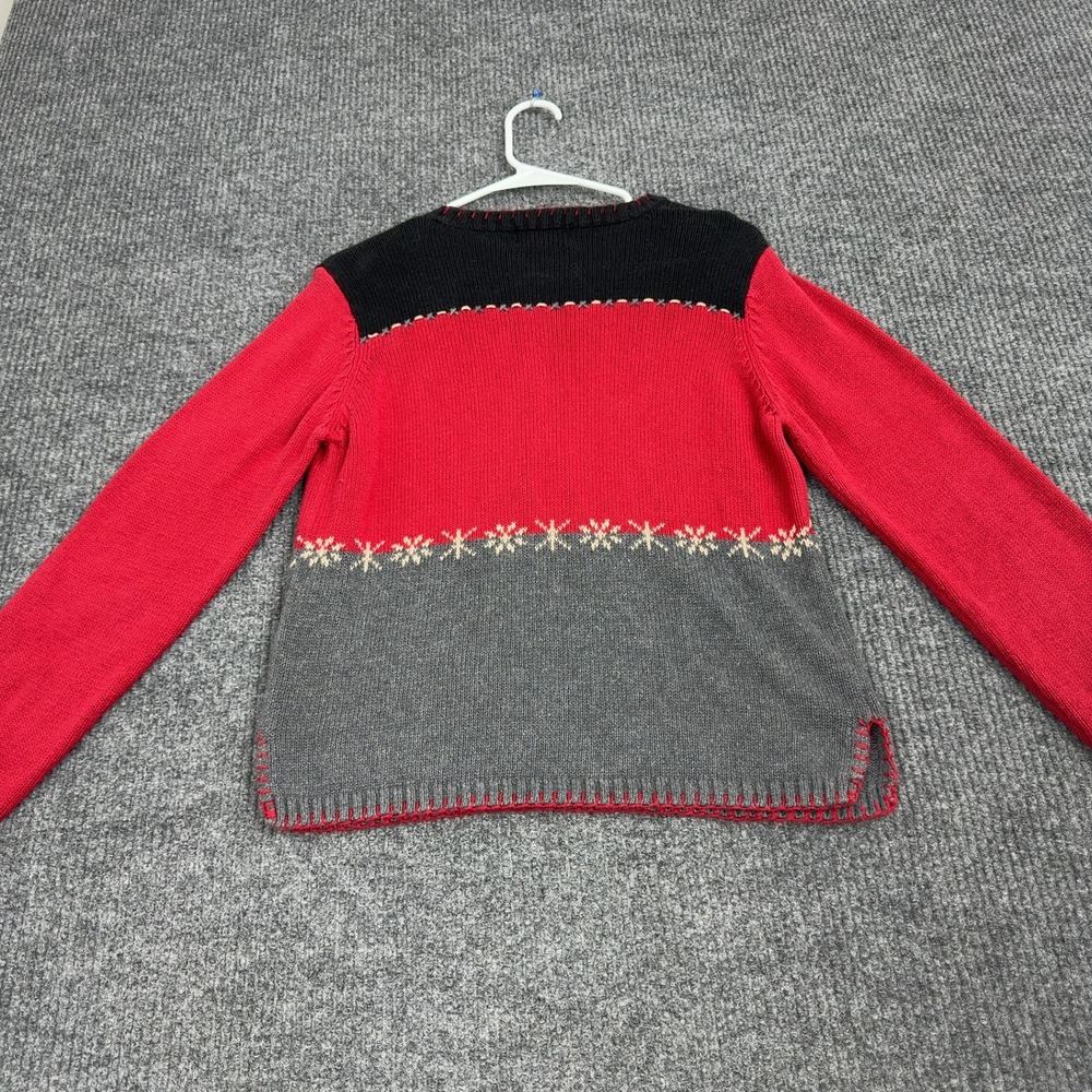Woolrich Sweater Womens S Red Cotton Polar Bear Snowflake Colorblock Winter Coz - Picture 5 of 6